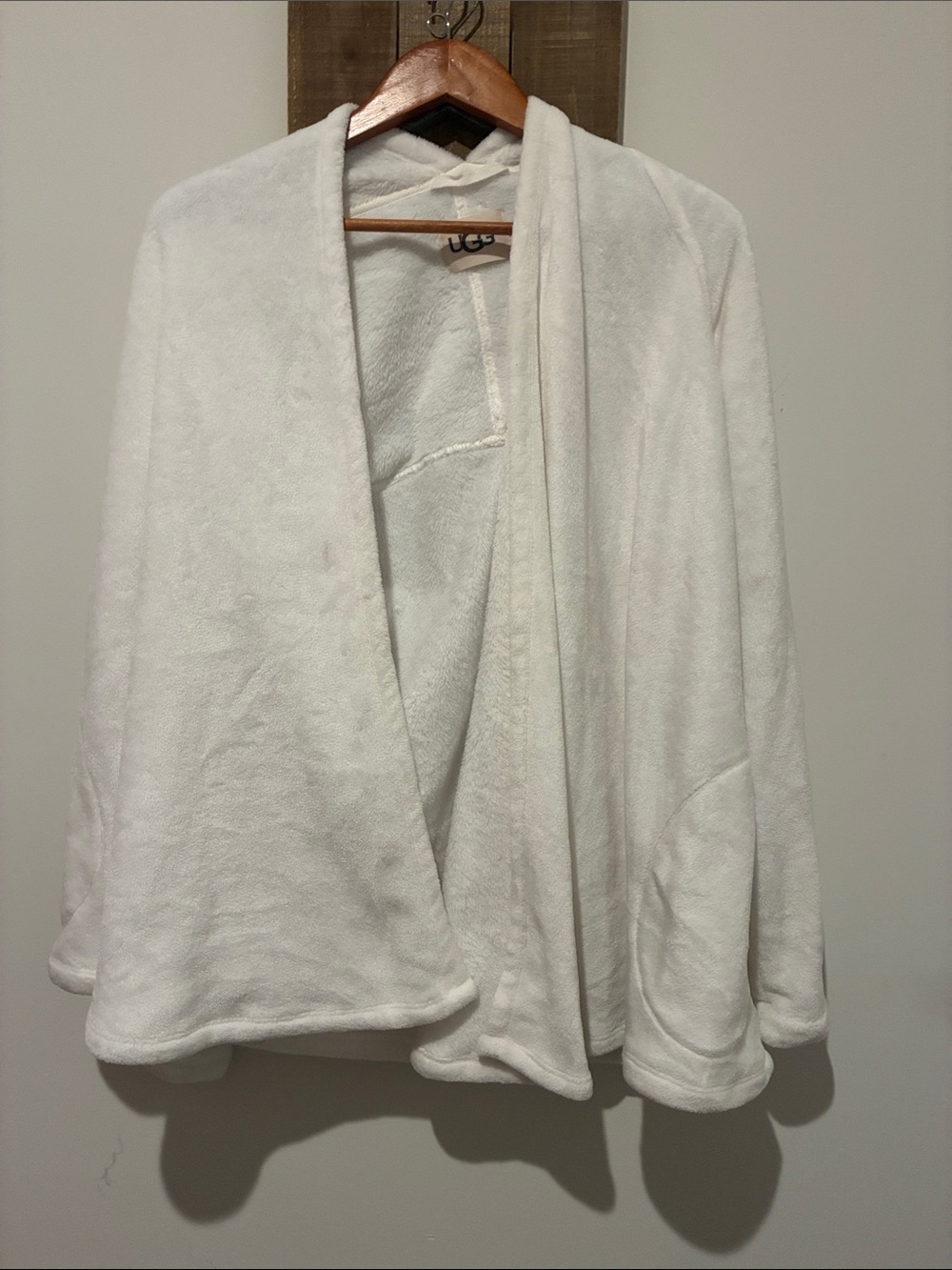 UGG White Plush Open Draped Cardigan